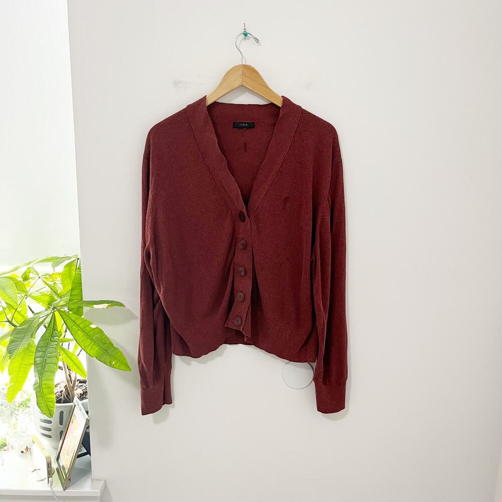 J. Crew Red Cardigan Knit Sweater Size XL